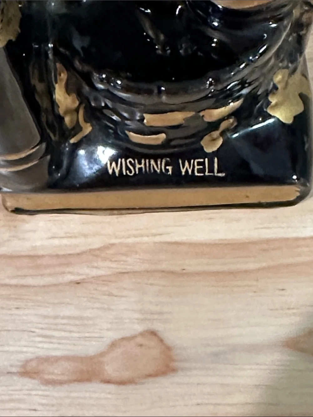 Vintage Mid Century Ceramic Wishing Well Bookends Pen Holders Japan Gold Accent
